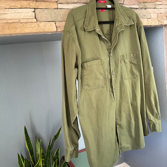 VTG Levi’s Outdoor Camping Denim Shirt Workwear Rugged Utility Earthy Green XL - Picture 4 of 8